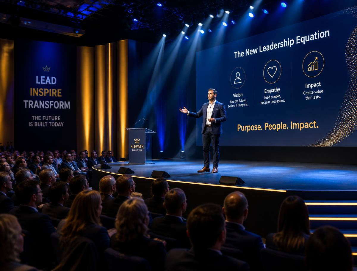 Speaker presenting to an audience on stage